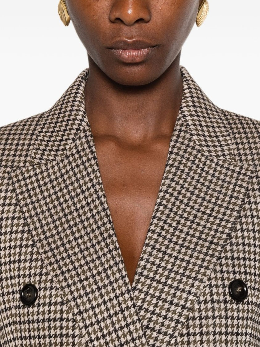 Max Mara Double-Breasted Houndstooth Silk-Nylon Blazer