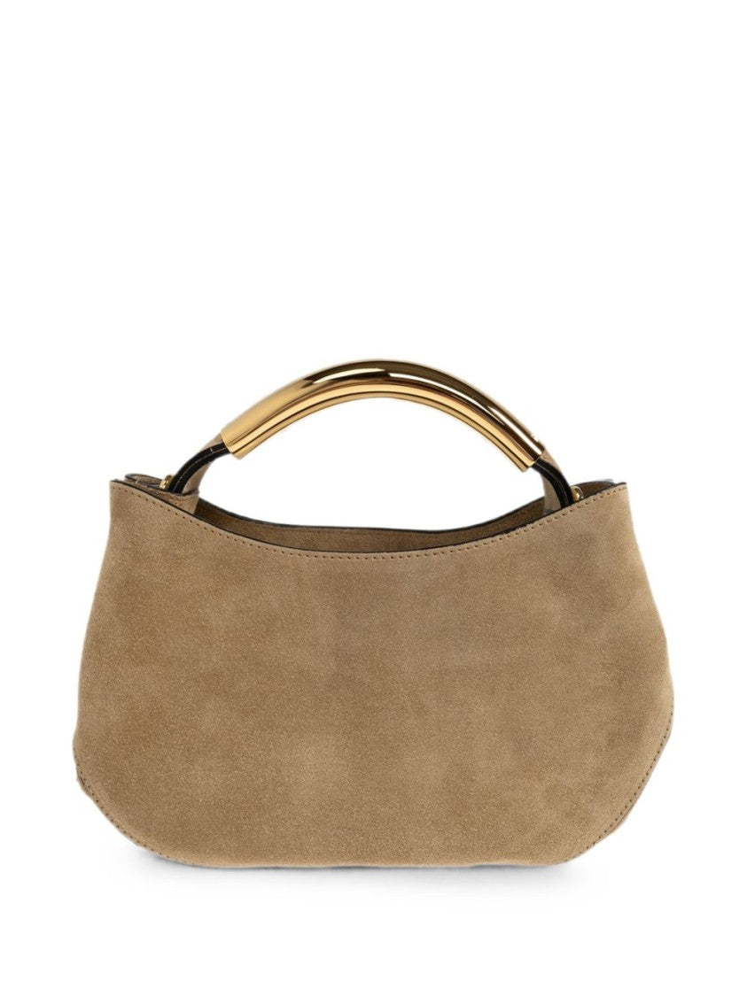 Moschino Brown Silk And Nylon Bag With Structured Gold-Tone Handle