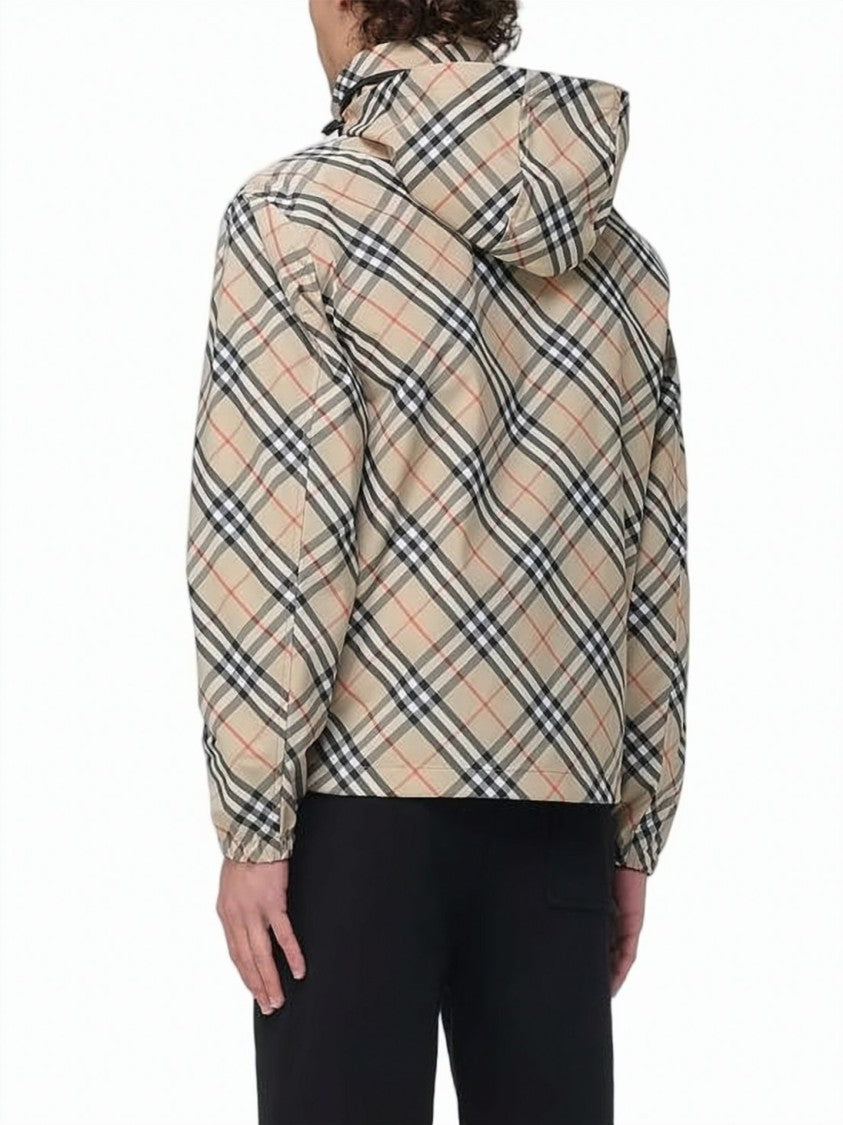 Burberry Burberry Check Pattern Nylon Windbreaker Jacket