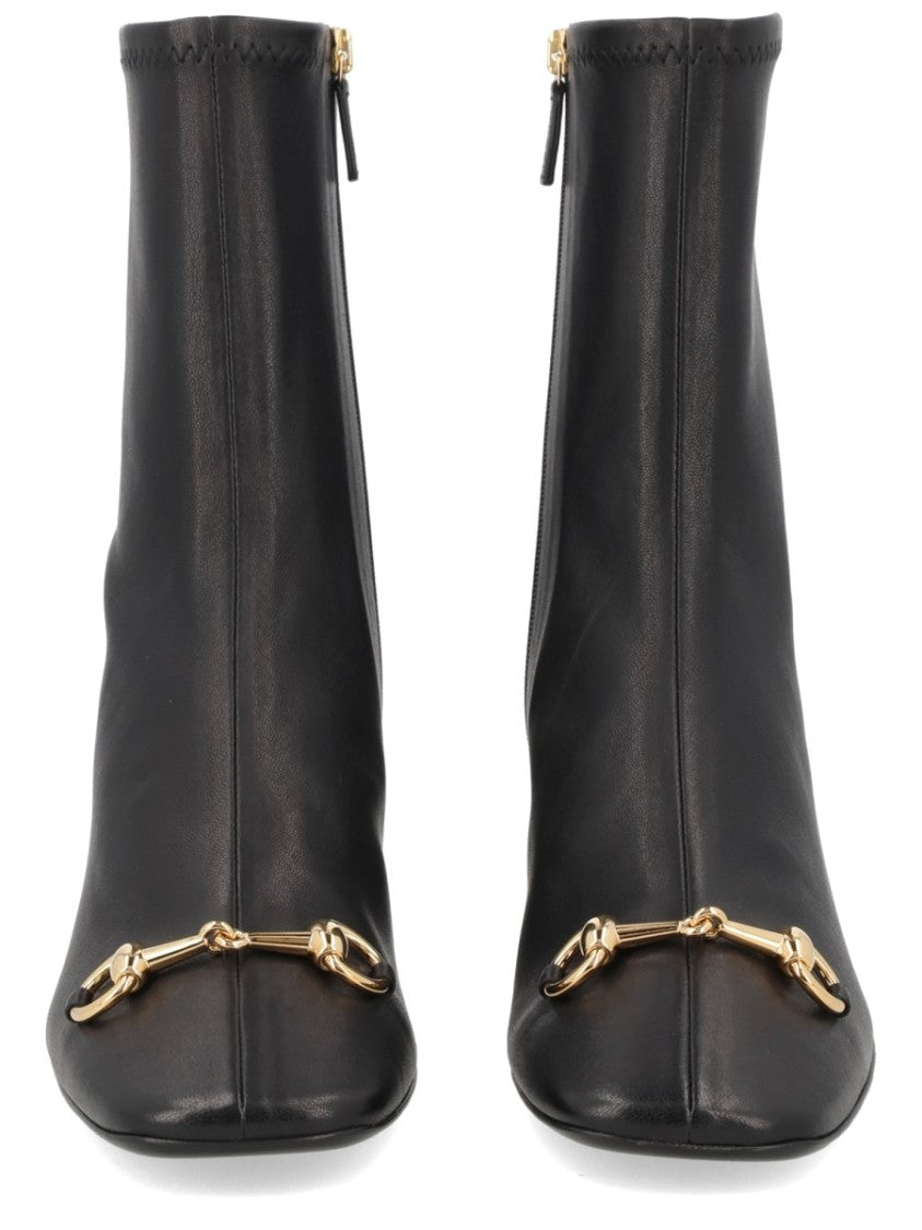 Gucci Signora Gold Horsebit Lambskin Ankle Boots