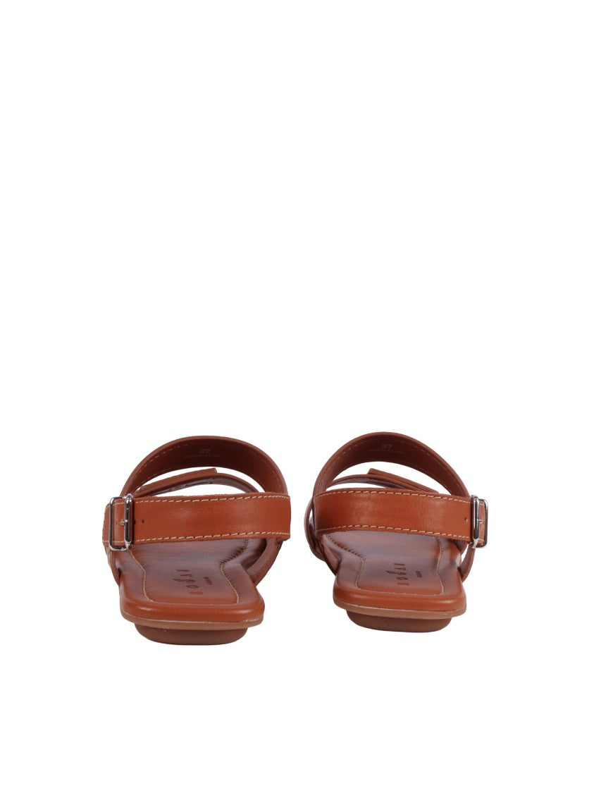 Hogan H685 Brown Calfskin Ankle Sandals
