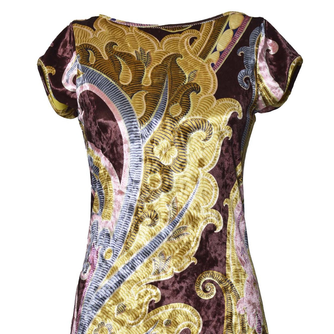 Etro Midi Dress Short Sleeve In Multicolored Printed Chenille