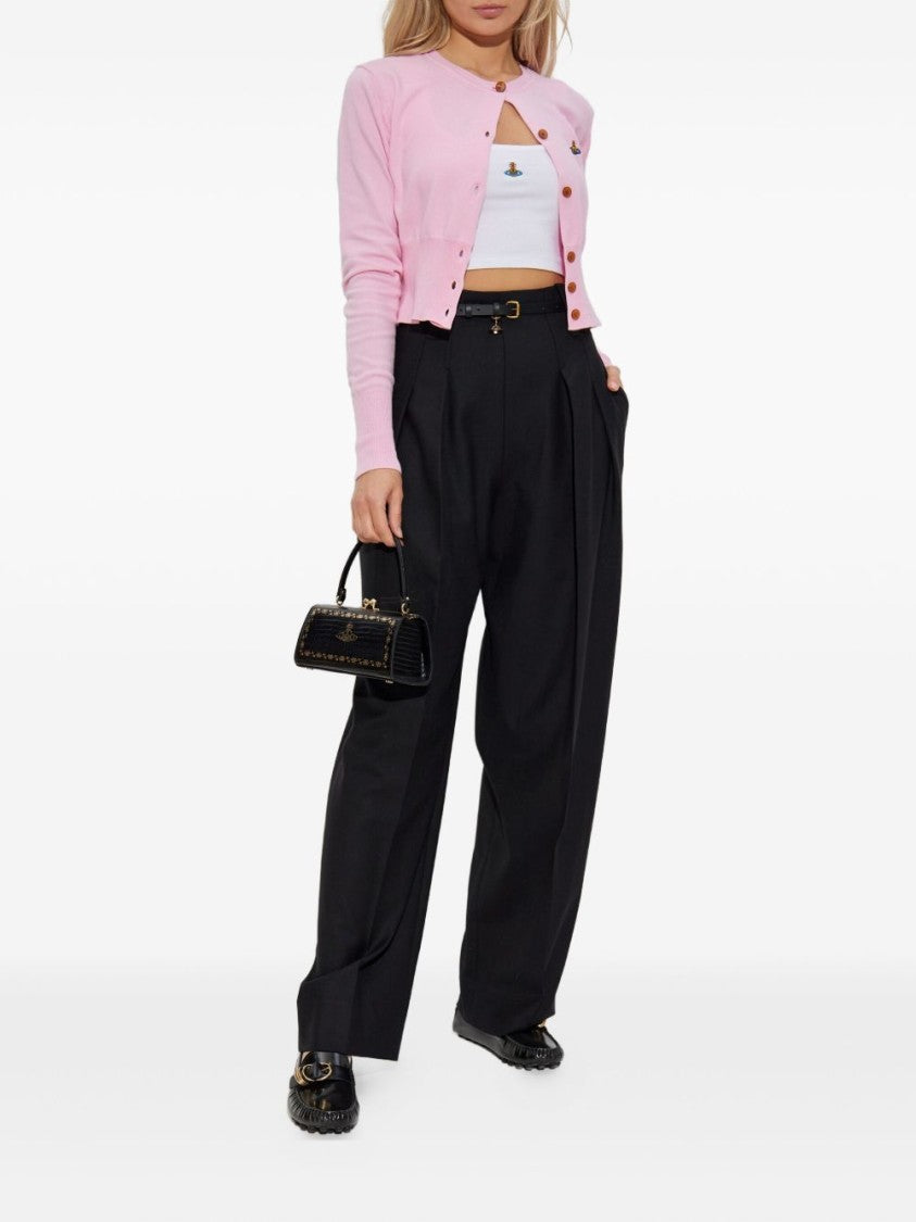 Vivienne Westwood White Ribbed Cropped Orb Top