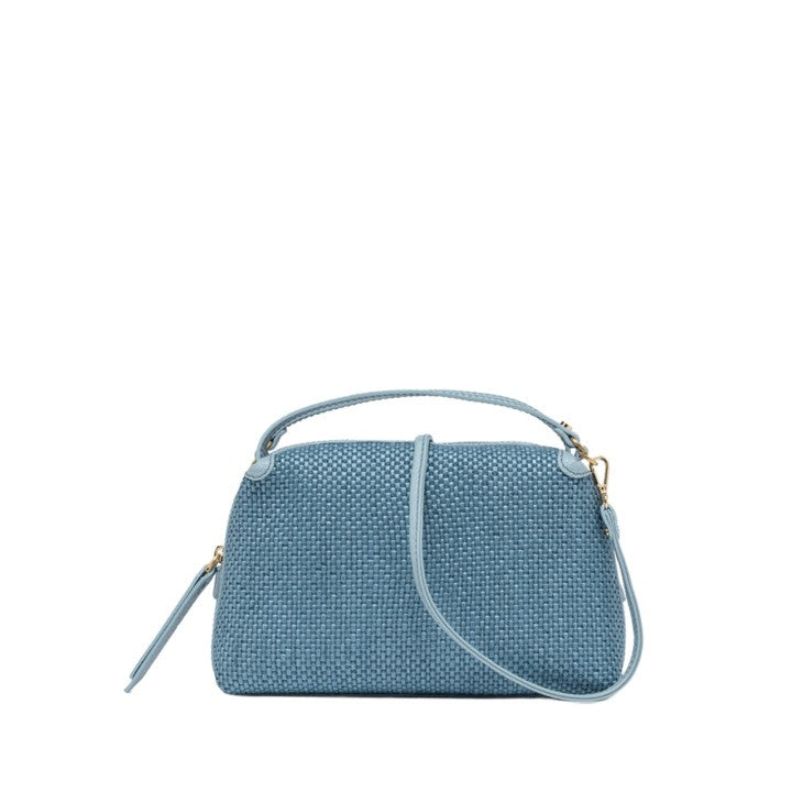 Gianni Chiarini Spacious Blue Handbag In Soft Woven Straw