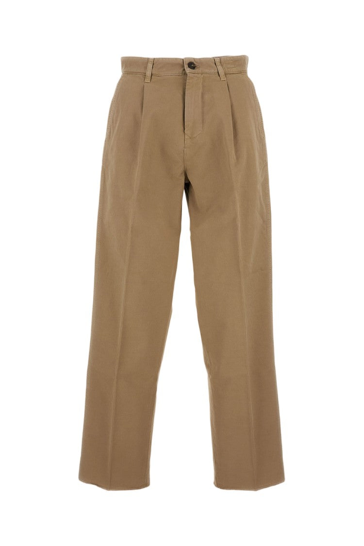 Fay Loose Fit Trousers With Pleats And Logo Label
