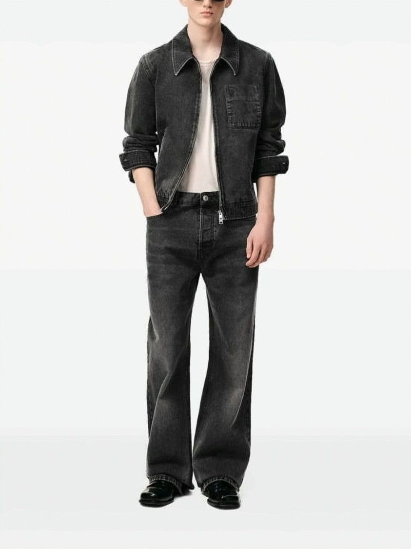 Ami Paris Washed Black Cotton Wide-Leg Jeans