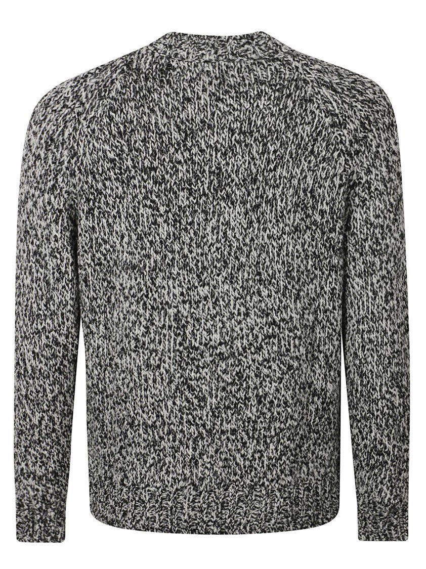 Ballantyne Textured Knit Sweater In Marled Black And White Blend