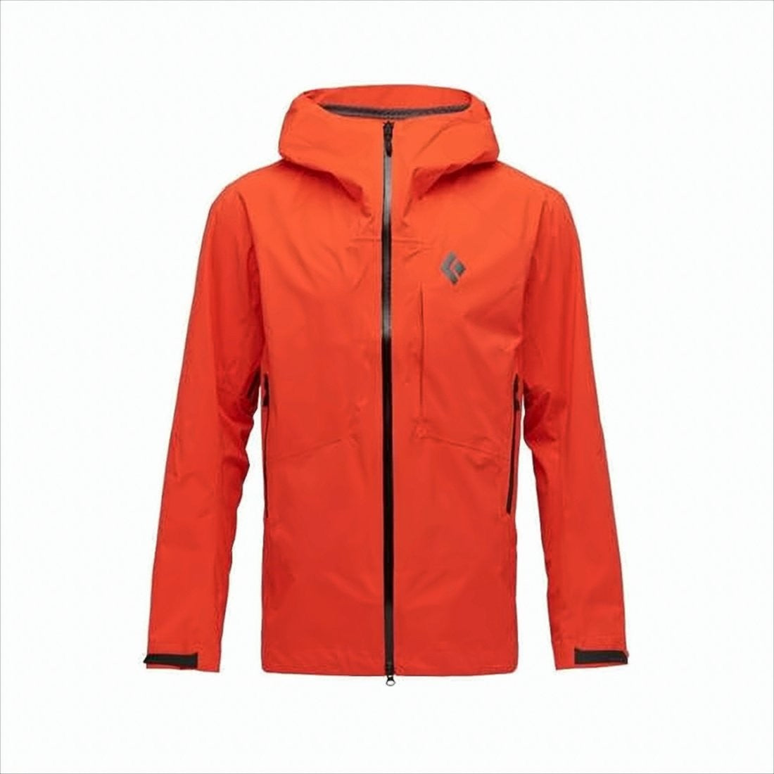 Black Diamond Lightweight Orange Hooded Jacket With Streamlined Design