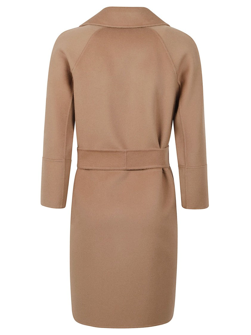 Max Mara Brown Virgin Wool Tailored Coat With Wide Lapel