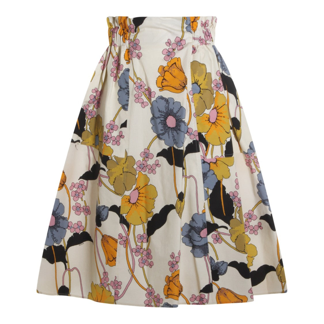 Marni Knee-Length Floral Print Skirt With Gathered Waistband