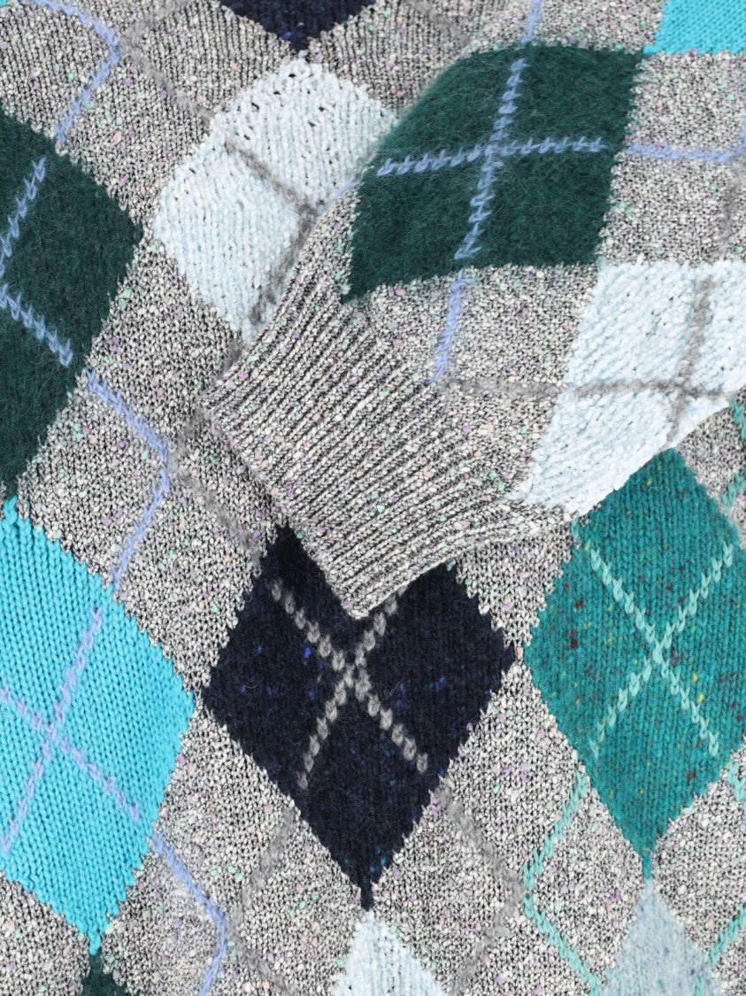 Erl Grey Multicolor Argyle Pattern Knit Sweater