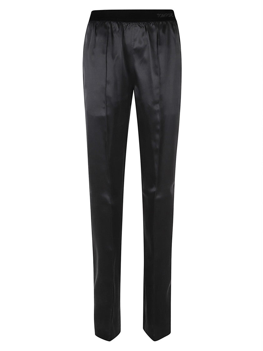 Tom Ford Straight-Leg Trousers In Smooth Silk With Elastic Waistband