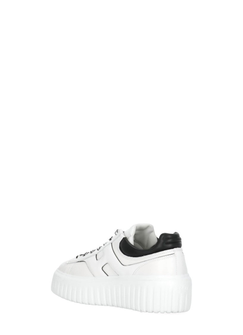 Hogan White H-Stripes Leather Sneakers