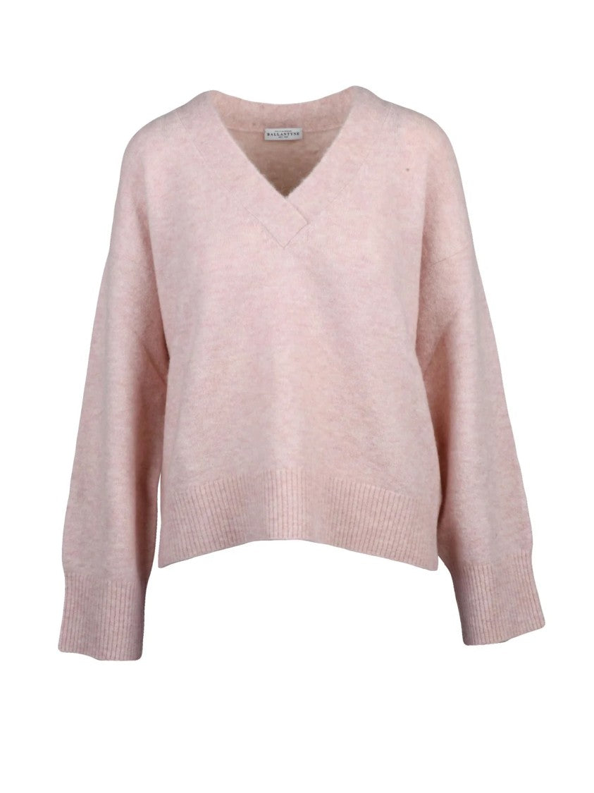 Ballantyne Relaxed V-Neck Pullover In Soft Alpaca Wool Blend
