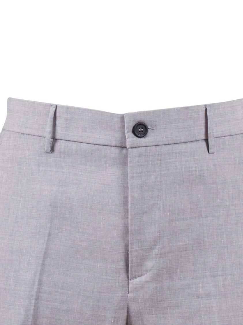 Peserico Tailored Grey Flat Front Straight-Leg Pants