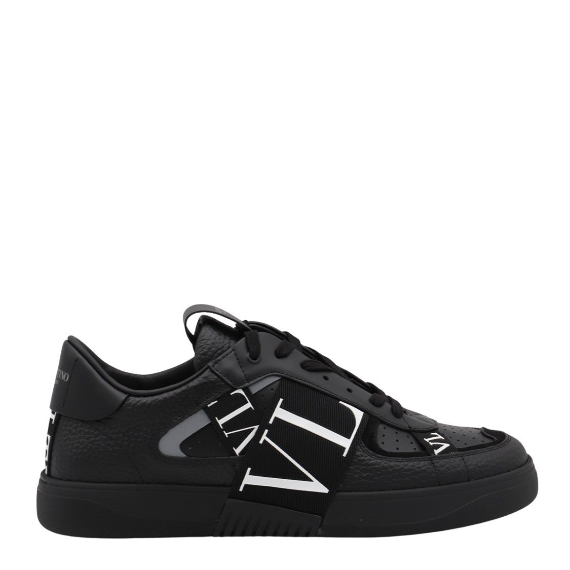 Valentino Garavani Textured Leather Sneakers With Bold Strap And Branding