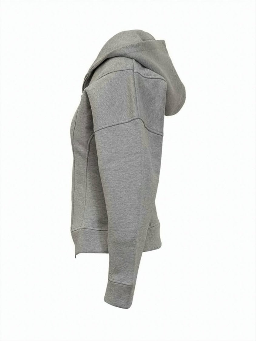 Ganni Fitted Grey Organic Cotton Hoodie With Structured Paneling
