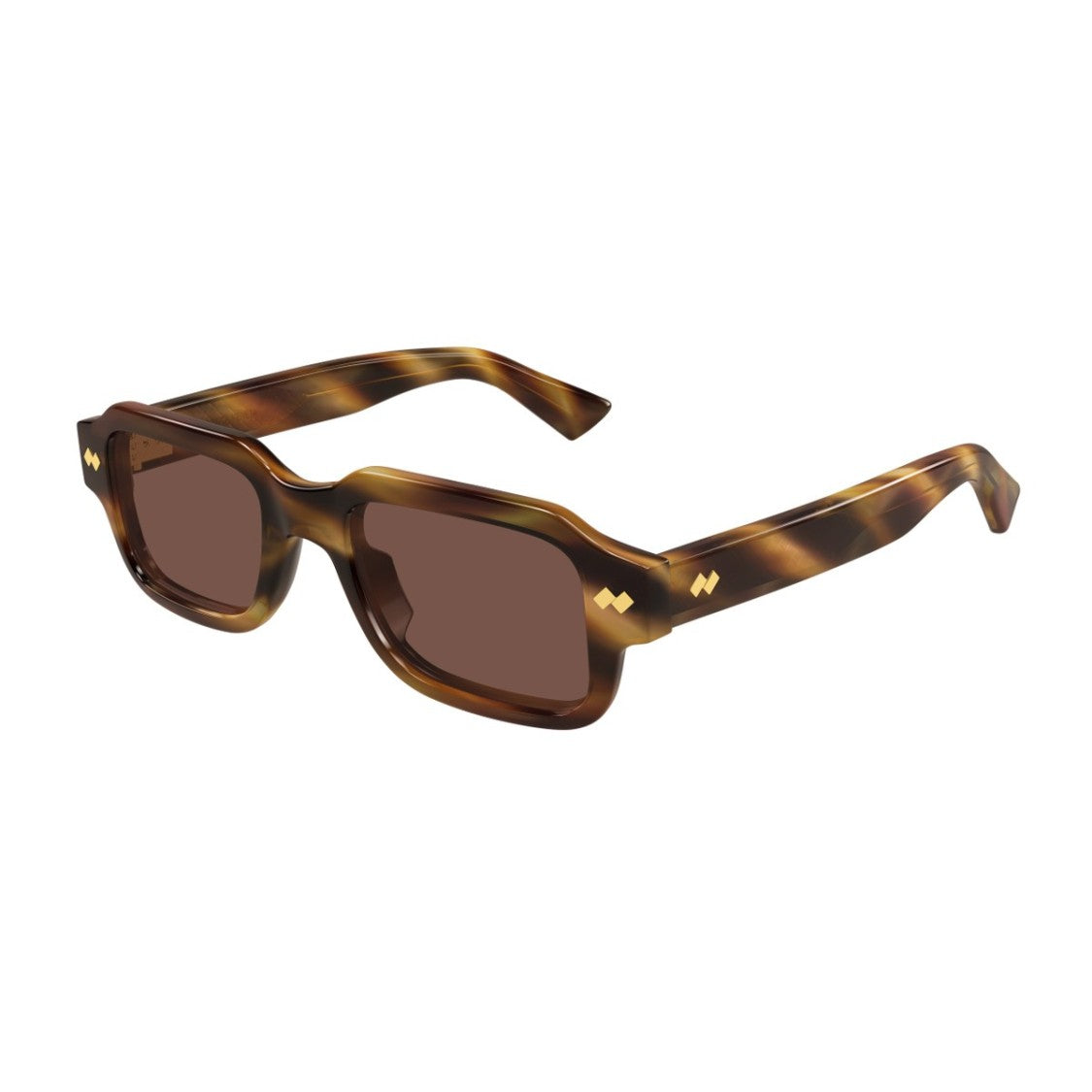 Bottega Veneta Havana Intrecciato Acetate Woven Rectangular Sunglasses