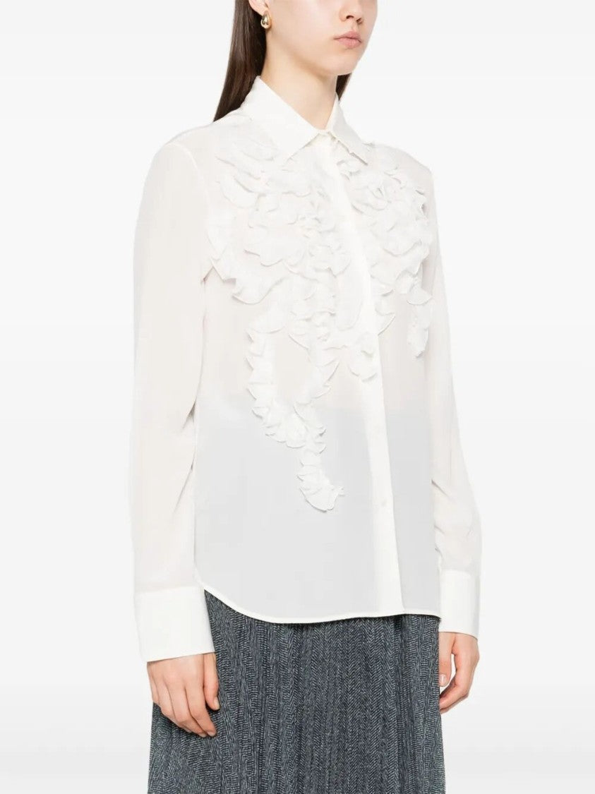 Ermanno Scervino Floral Appliqué Silk Shirt