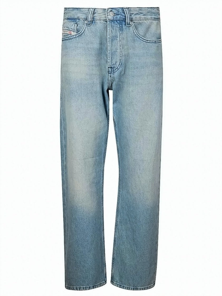 Diesel Light Blue Straight-Leg Cotton Denim Pants