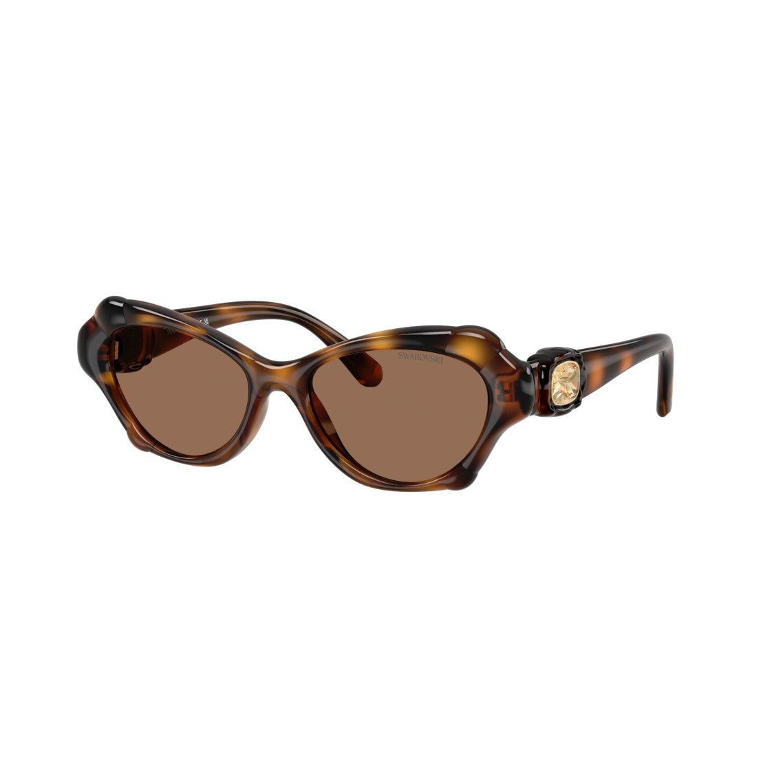 Swarovski 0Sk6050 Tortoiseshell Cat-Eye Sunglasses With Gold Emblem