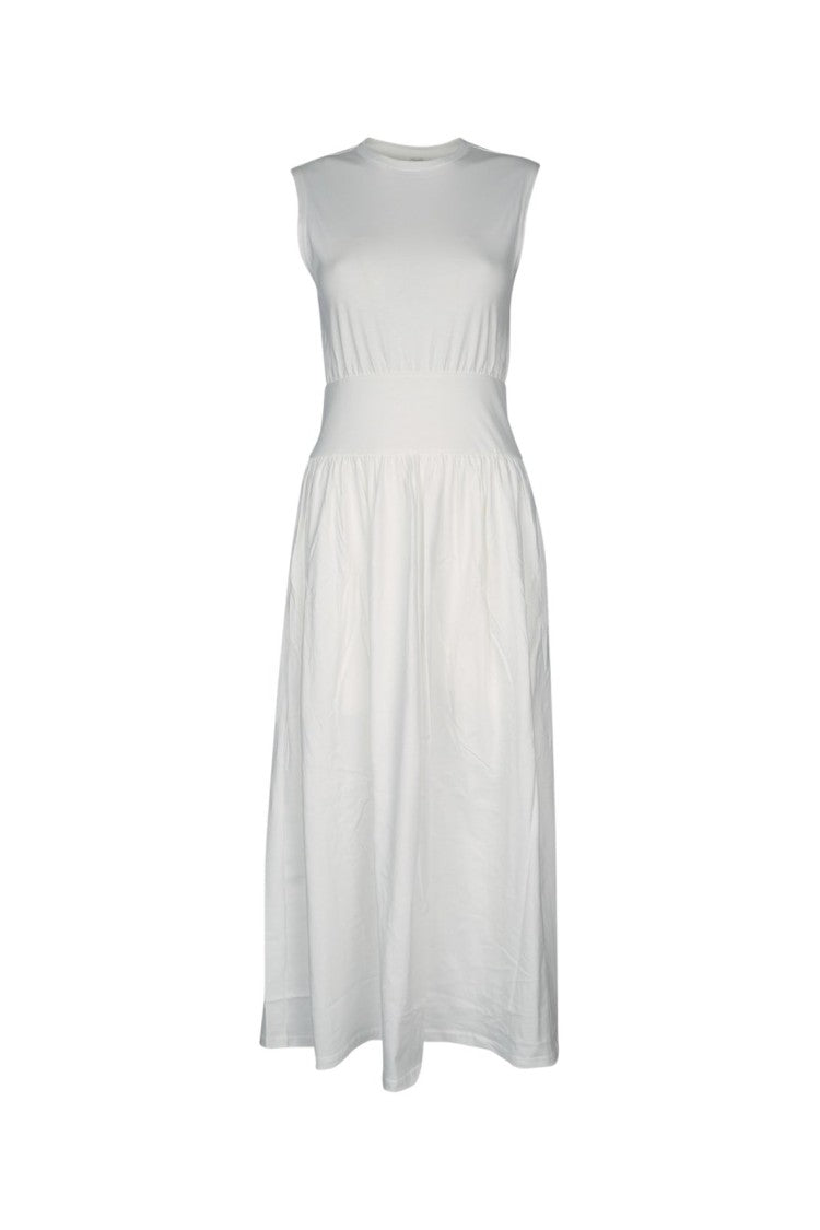 Totême Gathered Waist Midi Dress In Organic Cotton