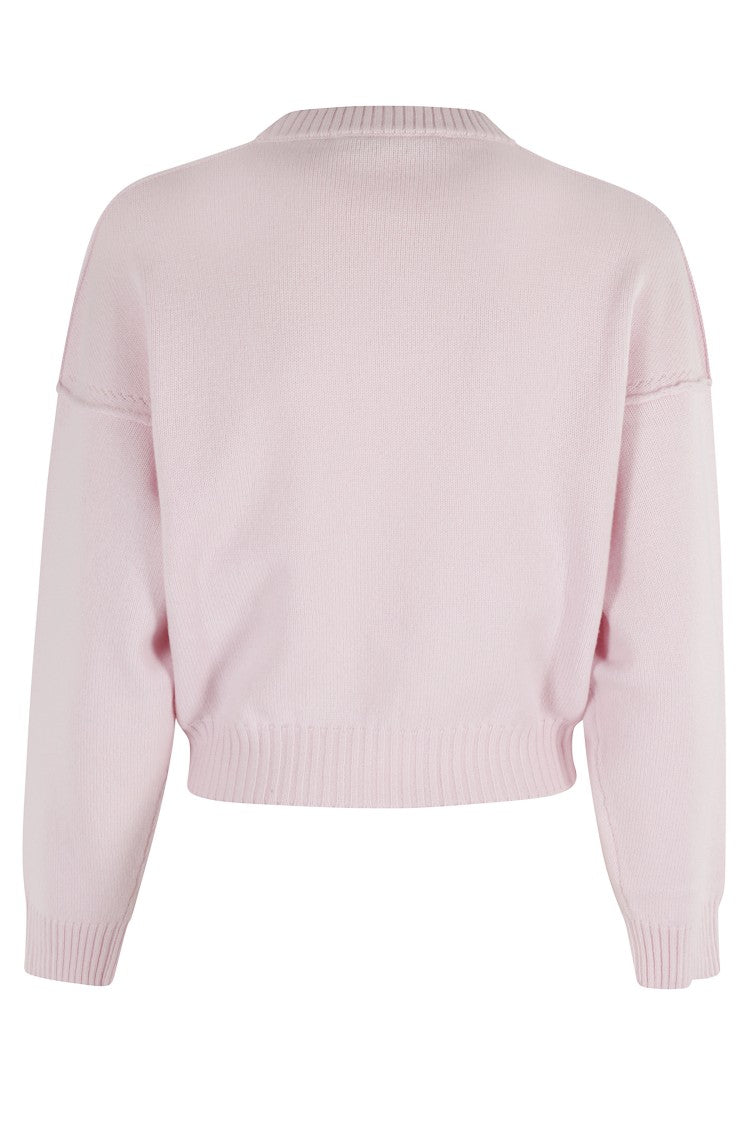 Tela Kebria Pattern Merino Wool Sweater With Batwing Sleeves