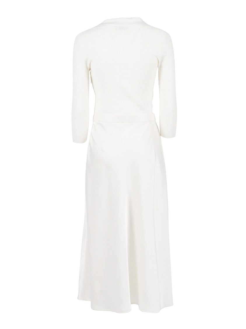Elisabetta Franchi Ribbed Knit V-Neck Midi Dress