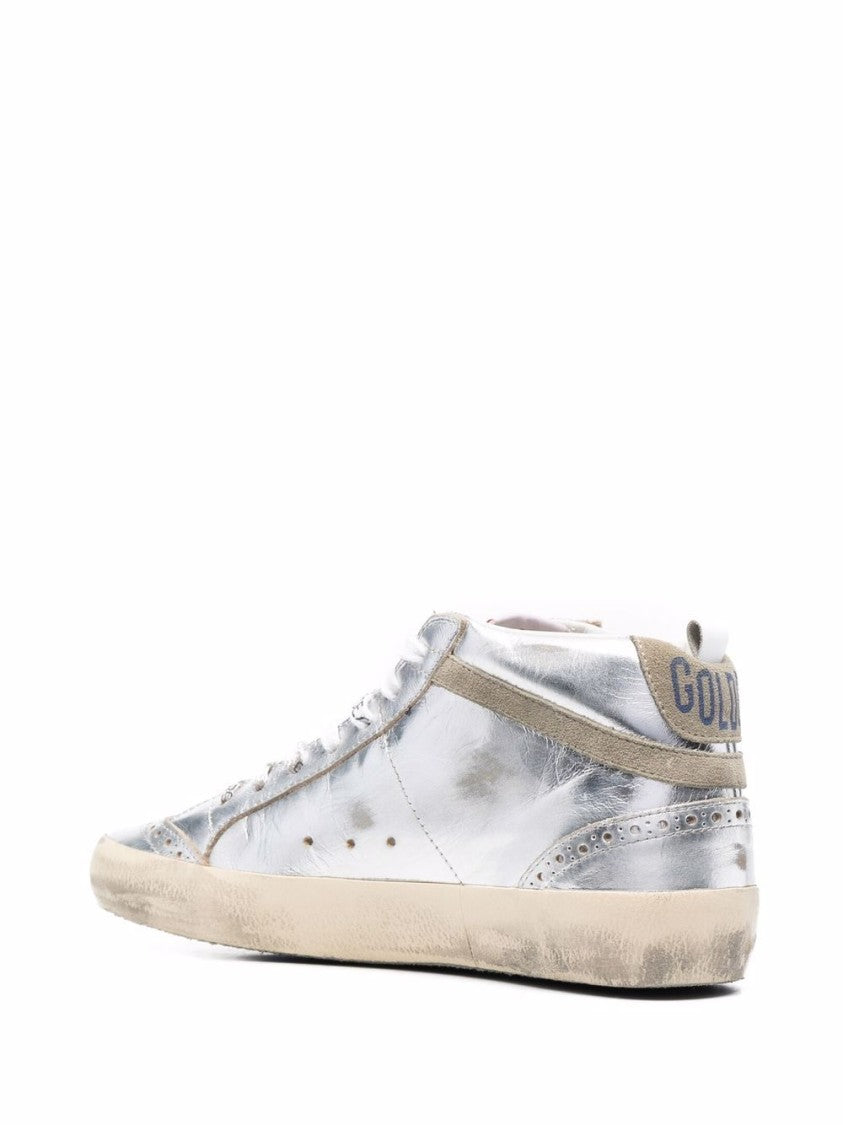 Golden Goose Metallic Leather Suede Mid-Top Sneakers