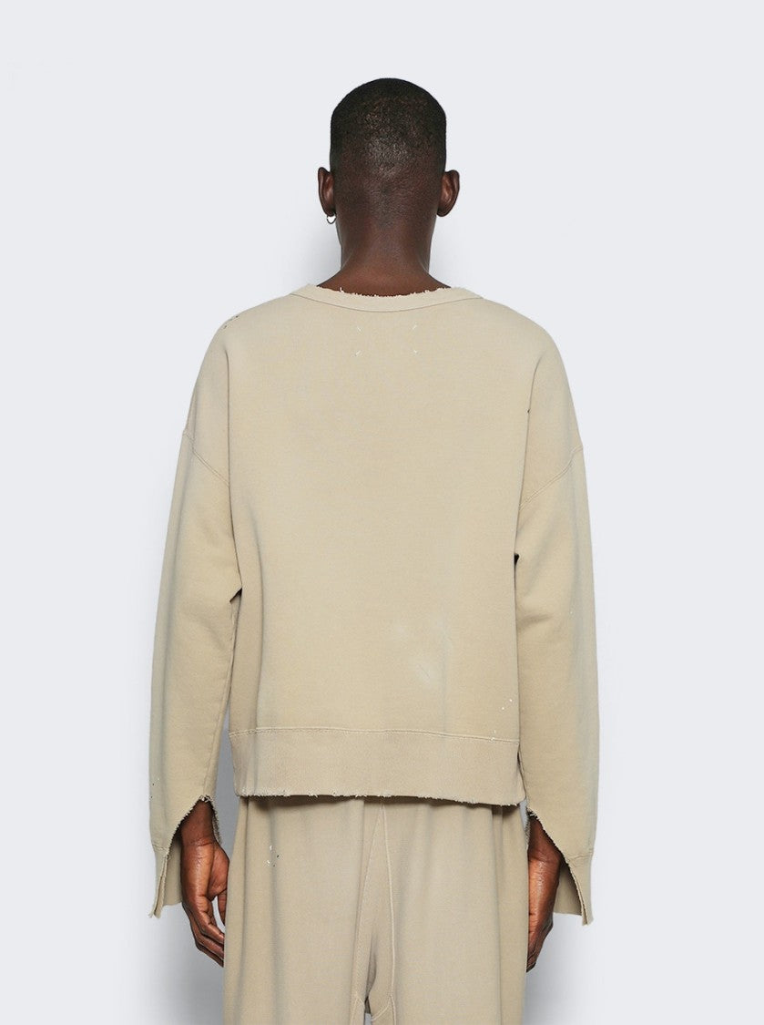 Maison Margiela Beige Distressed Paint Splatter Sweatshirt