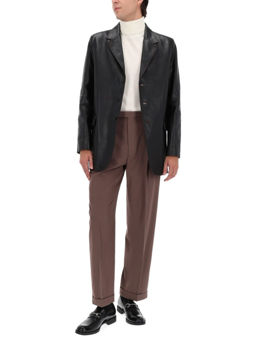Gucci Black Leather Blazer Jacket