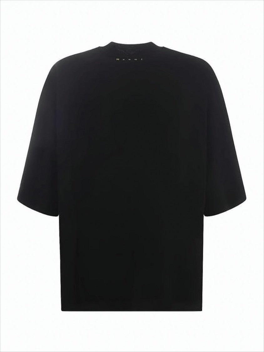 Marni Bold Graphic Print Black Short-Sleeve T-Shirt With Relaxed Fit