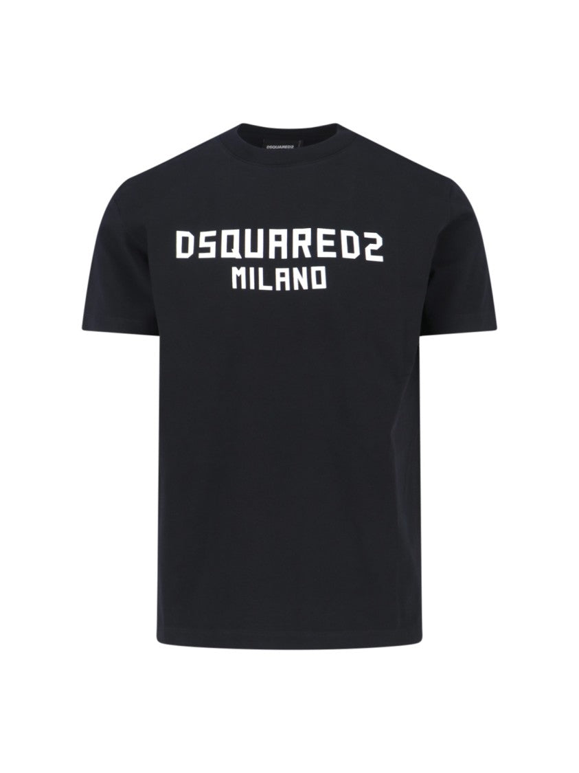 Dsquared2 Graphic Black Cotton T-Shirt With Bold Contrast Logo