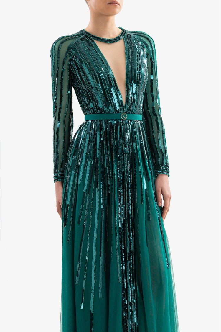 Saiid Kobeisy Sequin Long Dress