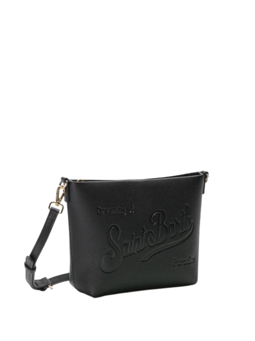 Mc2 Saint Barth Structured Black Handbag With Embossed Design