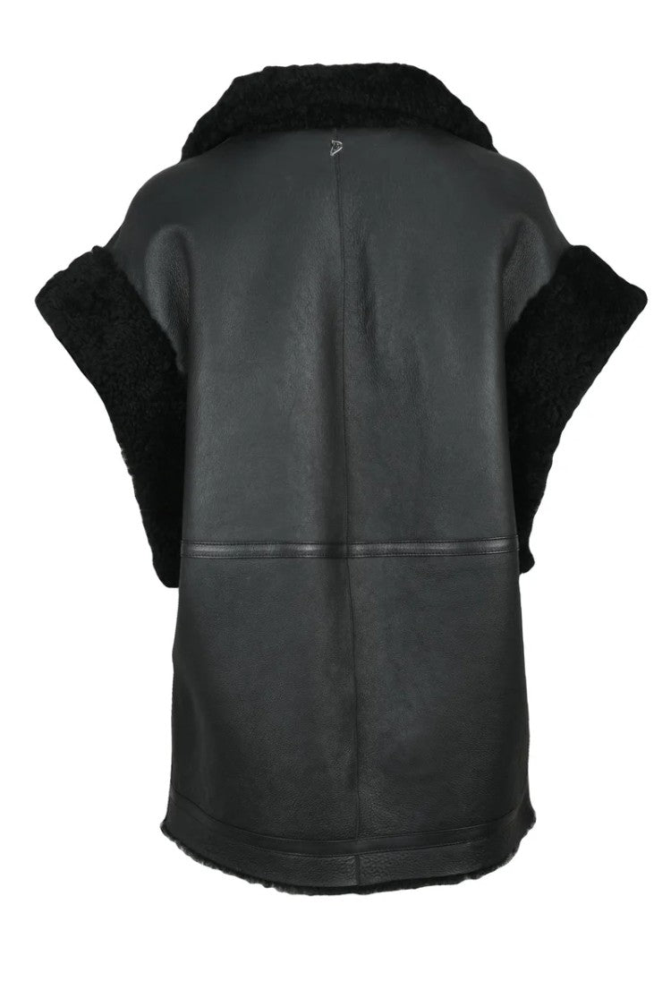 Dondup Shearling Leather Vest - Black