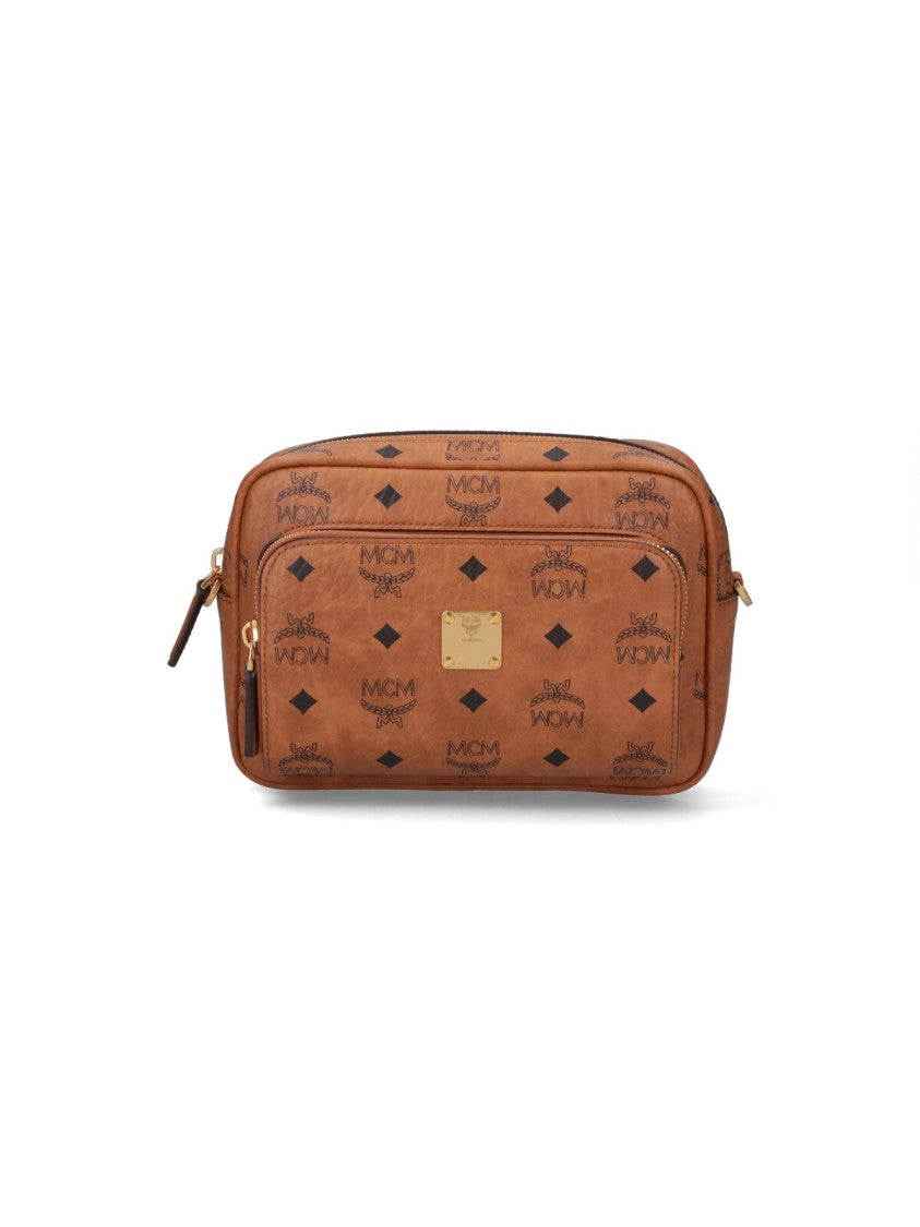 Mcm Brown Aren Visetos Fabric Shoulder Bag