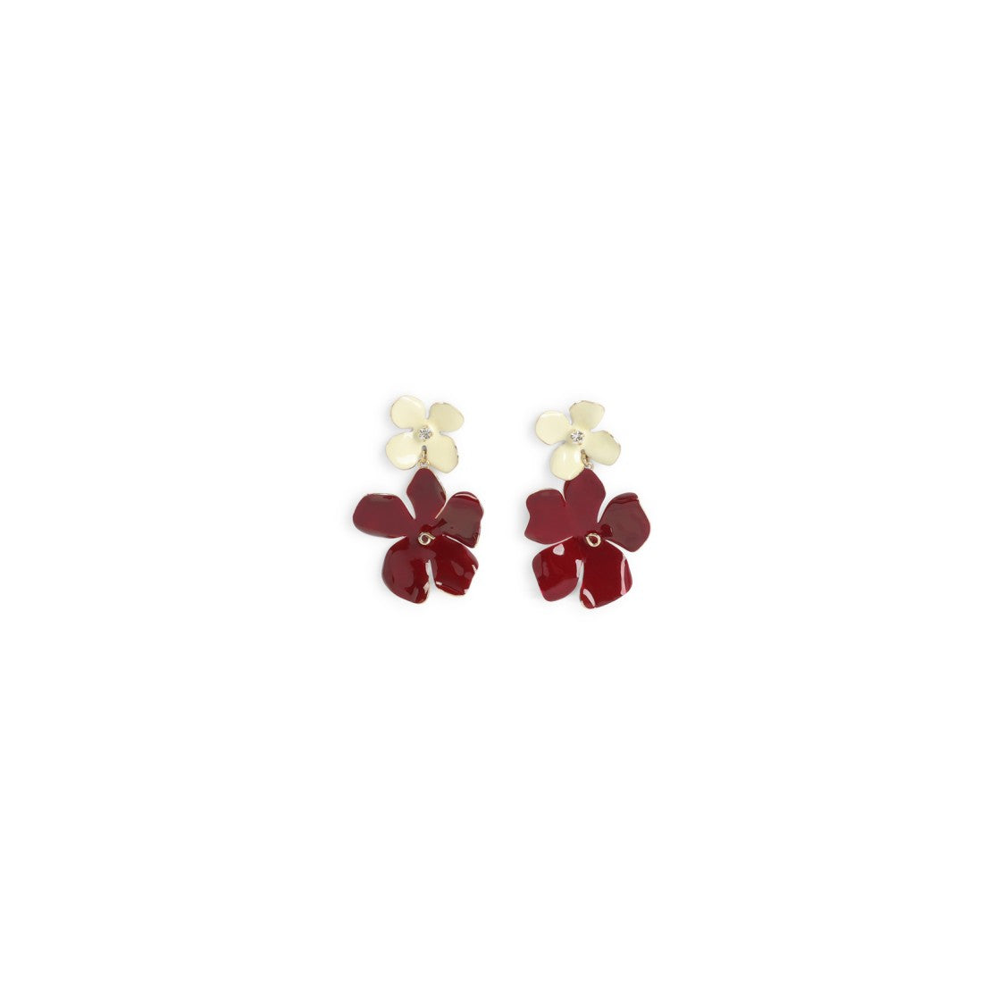 Marni Floral Burgundy Brass Earrings