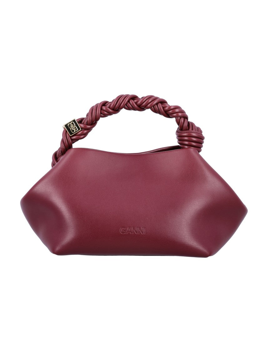Ganni Structured Handbag With Twisted Handle And Geometric Design