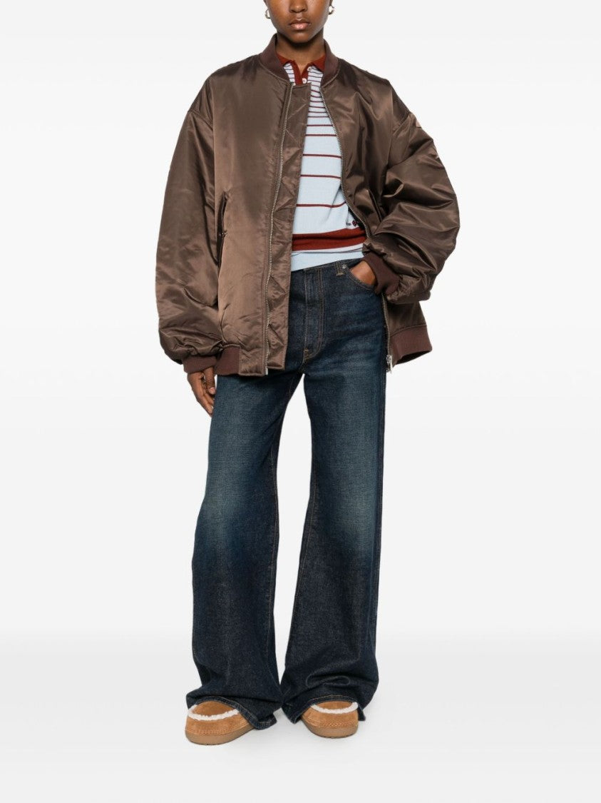 The Frankie Shop Brown Nylon Bomber Relaxed Fit Jacket