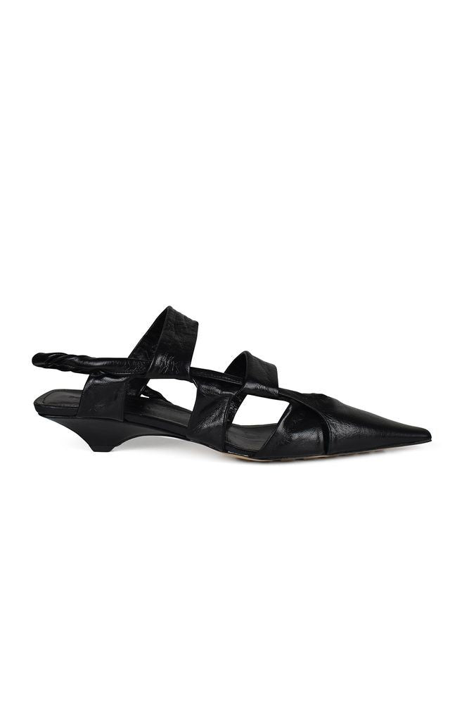 Bottega Veneta Strappy Black Leather Bv Point Sandals