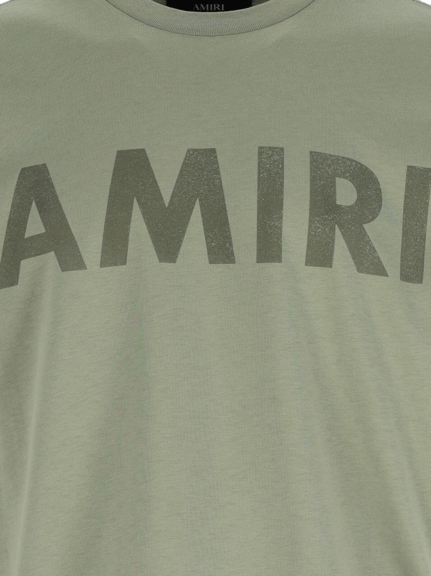 Amiri "Stencil" T-Shirt, In Green Cotton, Crew Neck