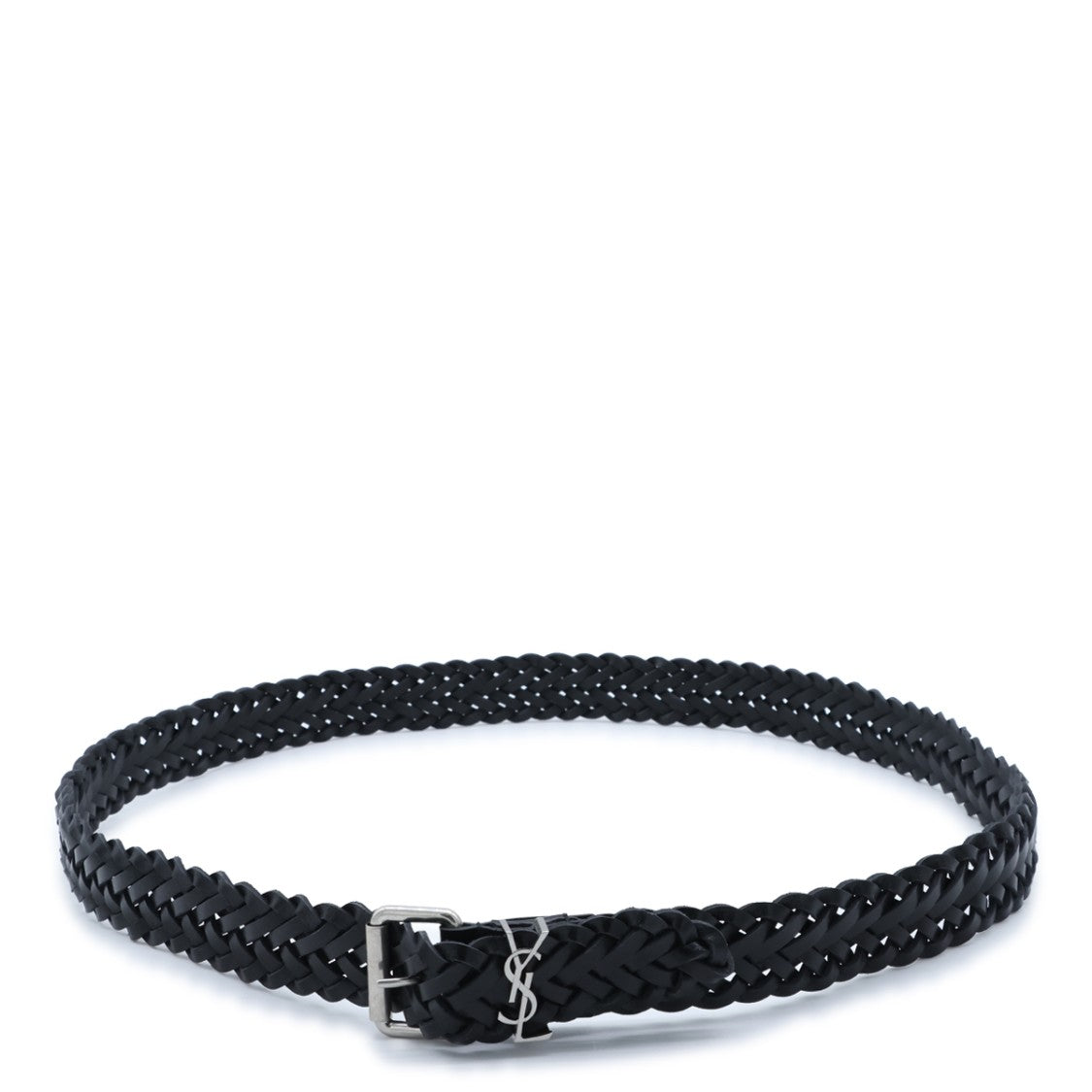Saint Laurent Black Braided Leather Belt