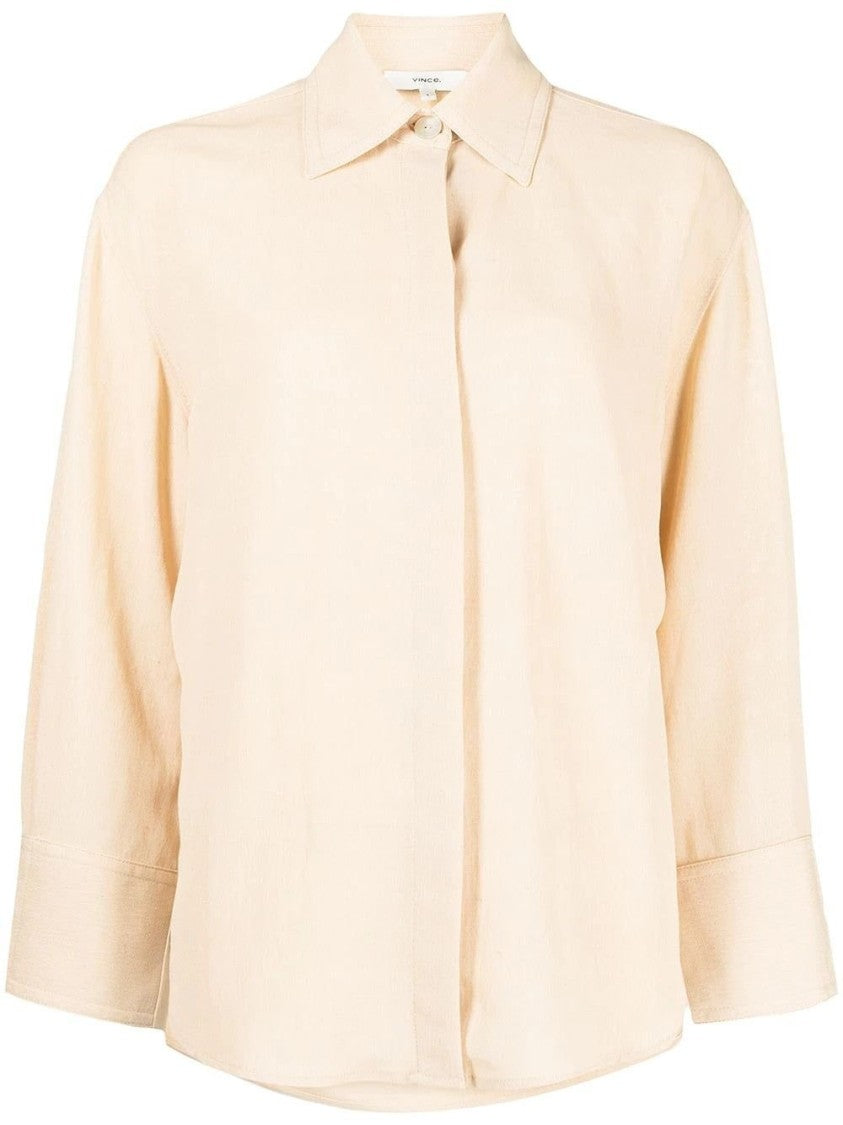 Vince Beige Tie-Back Long Sleeve Shirt