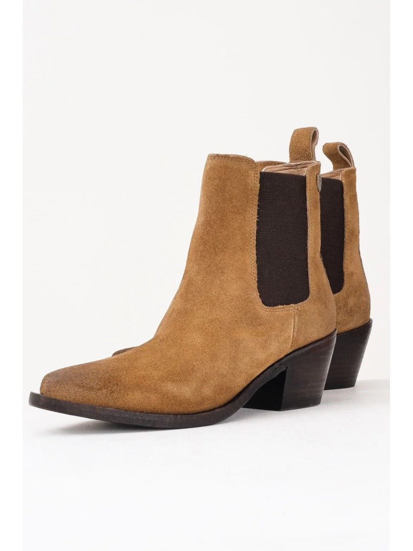 Blauer Ankle Boots In Soft Cognac Leather With Stacked Heel