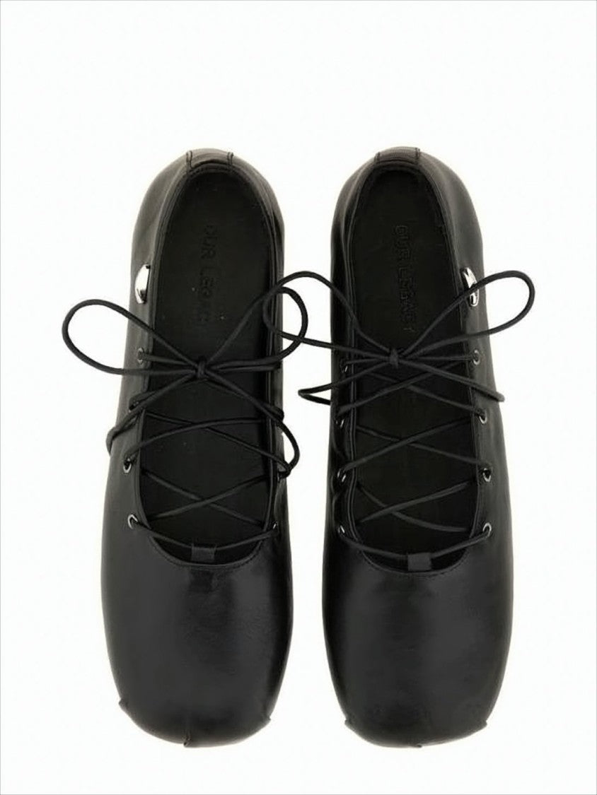 Our Legacy Minimalist Black Flats With Smooth Leather