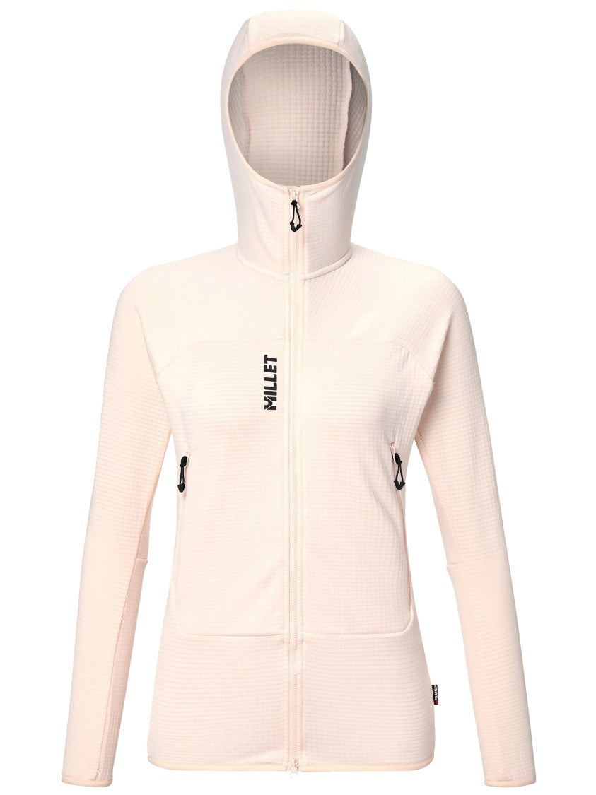 Millet Fusion Grid Textured Grid Pattern Hoodie
