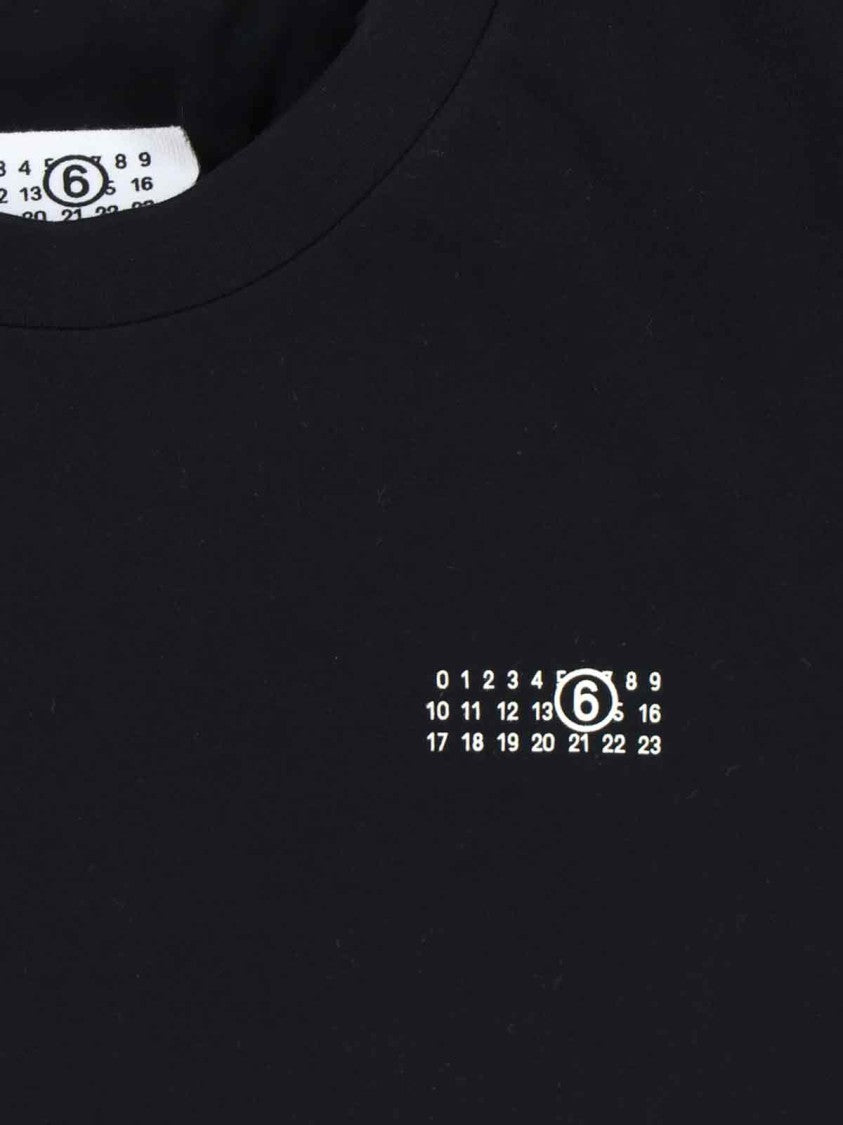 Mm6 By Maison Margiela Contrasting Logo Black Cotton T-Shirt With Bold Back Print