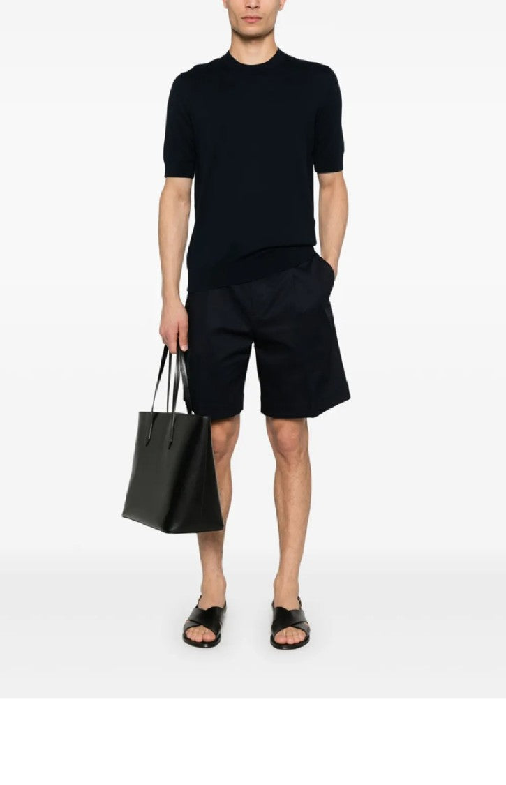 Lardini Black Cotton T-Shirt With Classic Crew Neckline