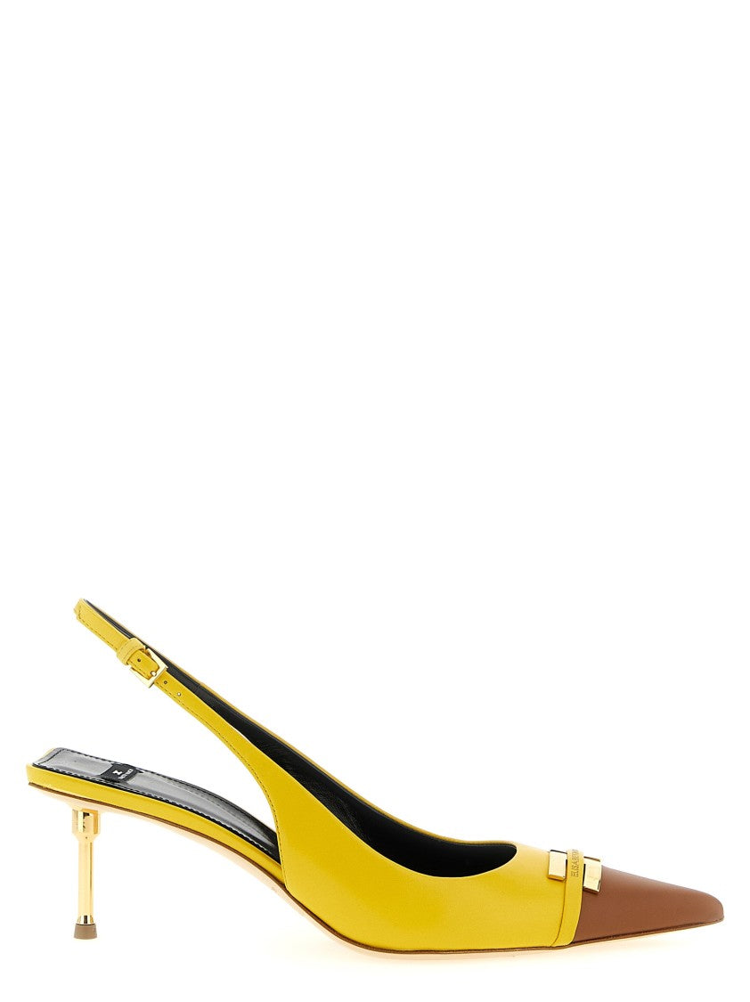 Elisabetta Franchi Leather Slingback With Pointed Toe And Sculptural Heel